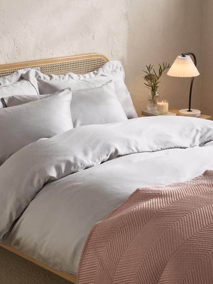 John Lewis 300 Thread Count Fitted Sheet containing TENCEL™ Lyocell - view 2, Grey