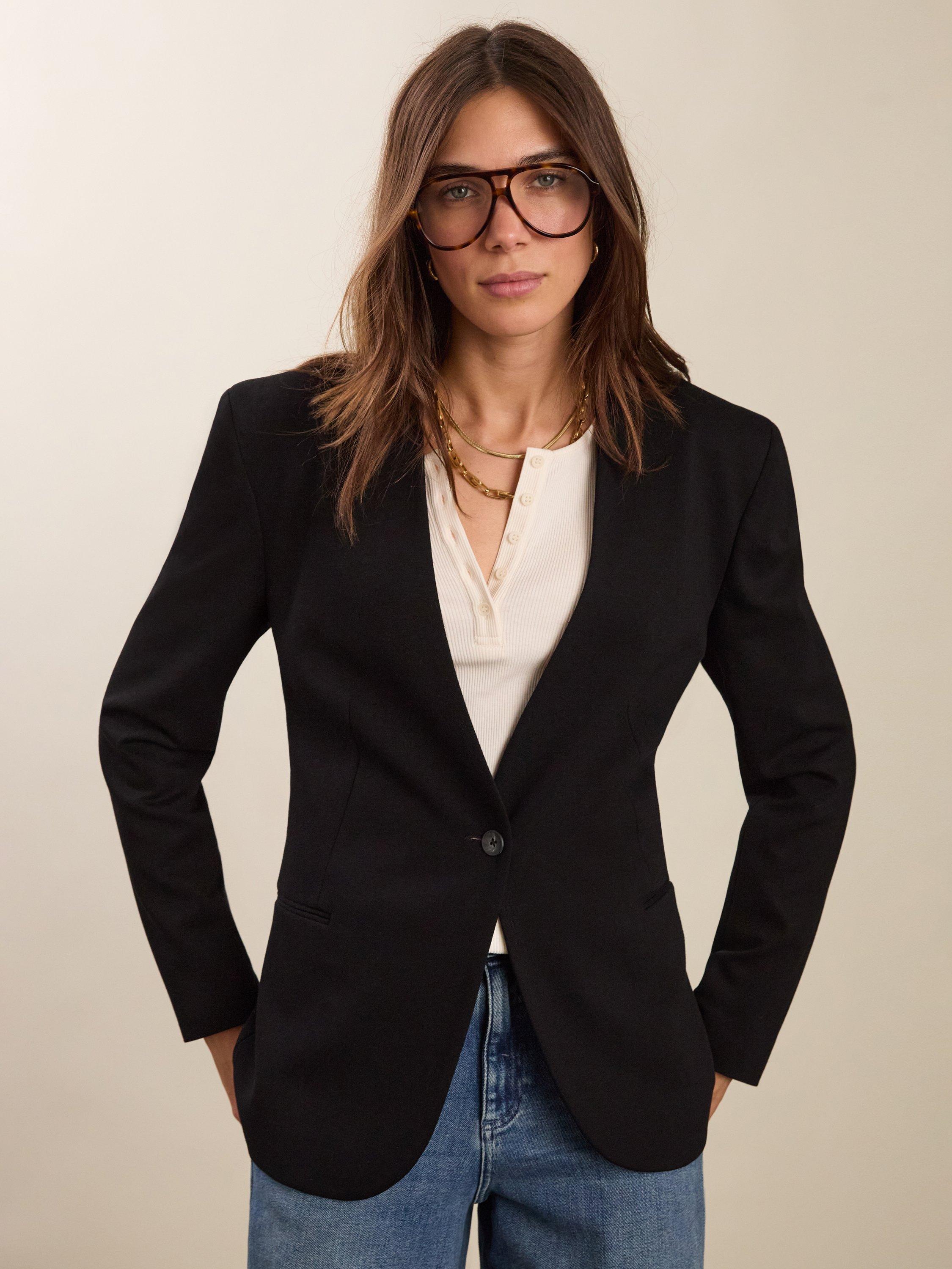 Product image 1 of 7, which shows Baukjen Yolanda Ponte Blazer, Caviar Black, 10