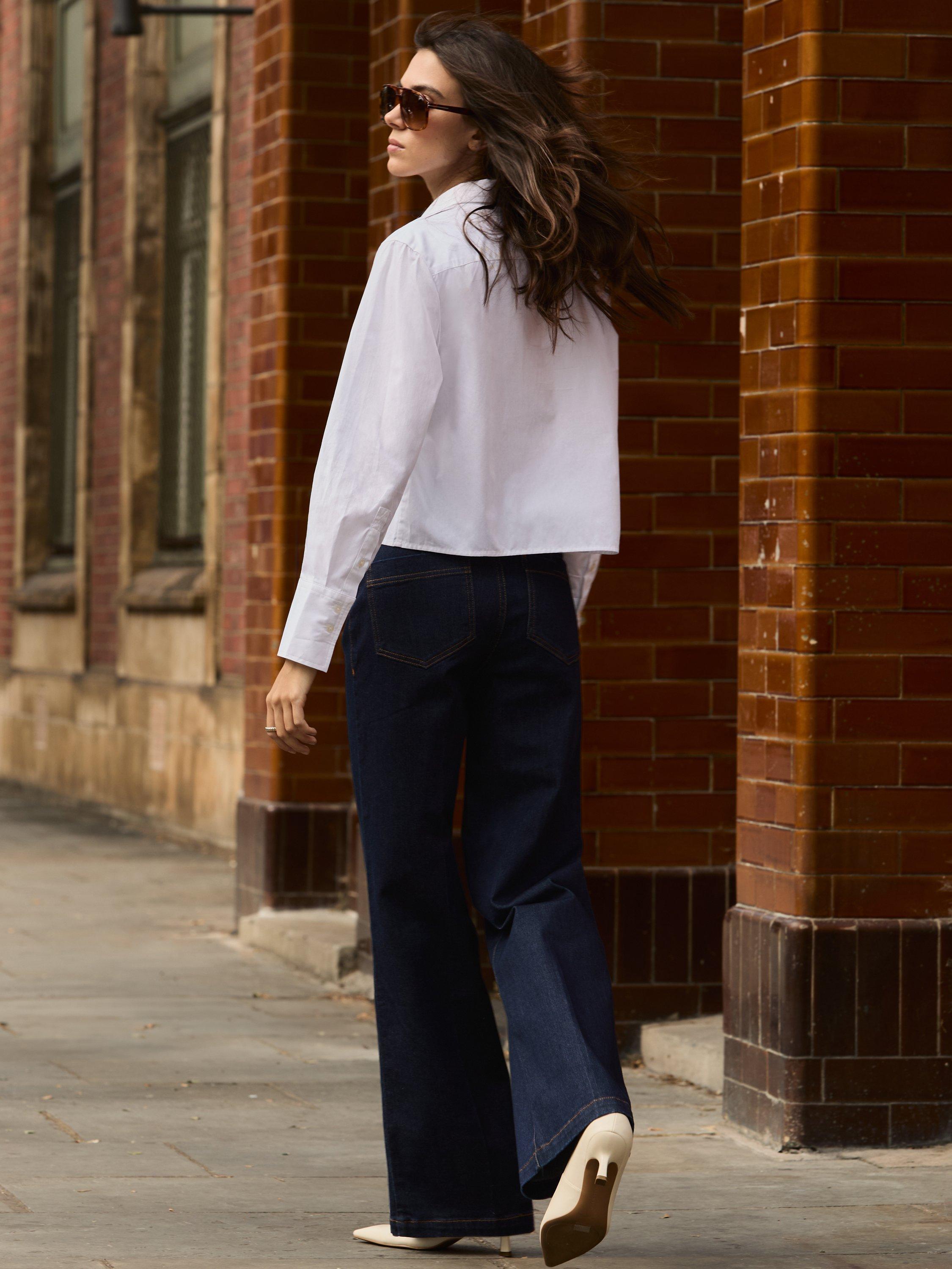 Product image 8 of 8, which shows Baukjen Robyn Stretch Wide Leg Jeans, Dark Blue, 10