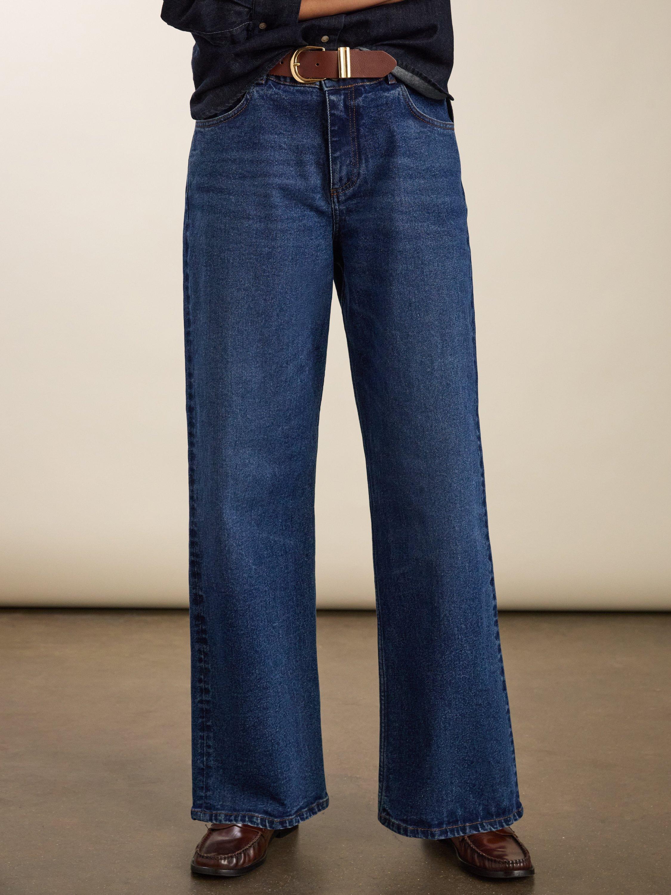 Product image 2 of 6, which shows Baukjen Wide Leg Slouch Jeans, Dark Indigo, 10