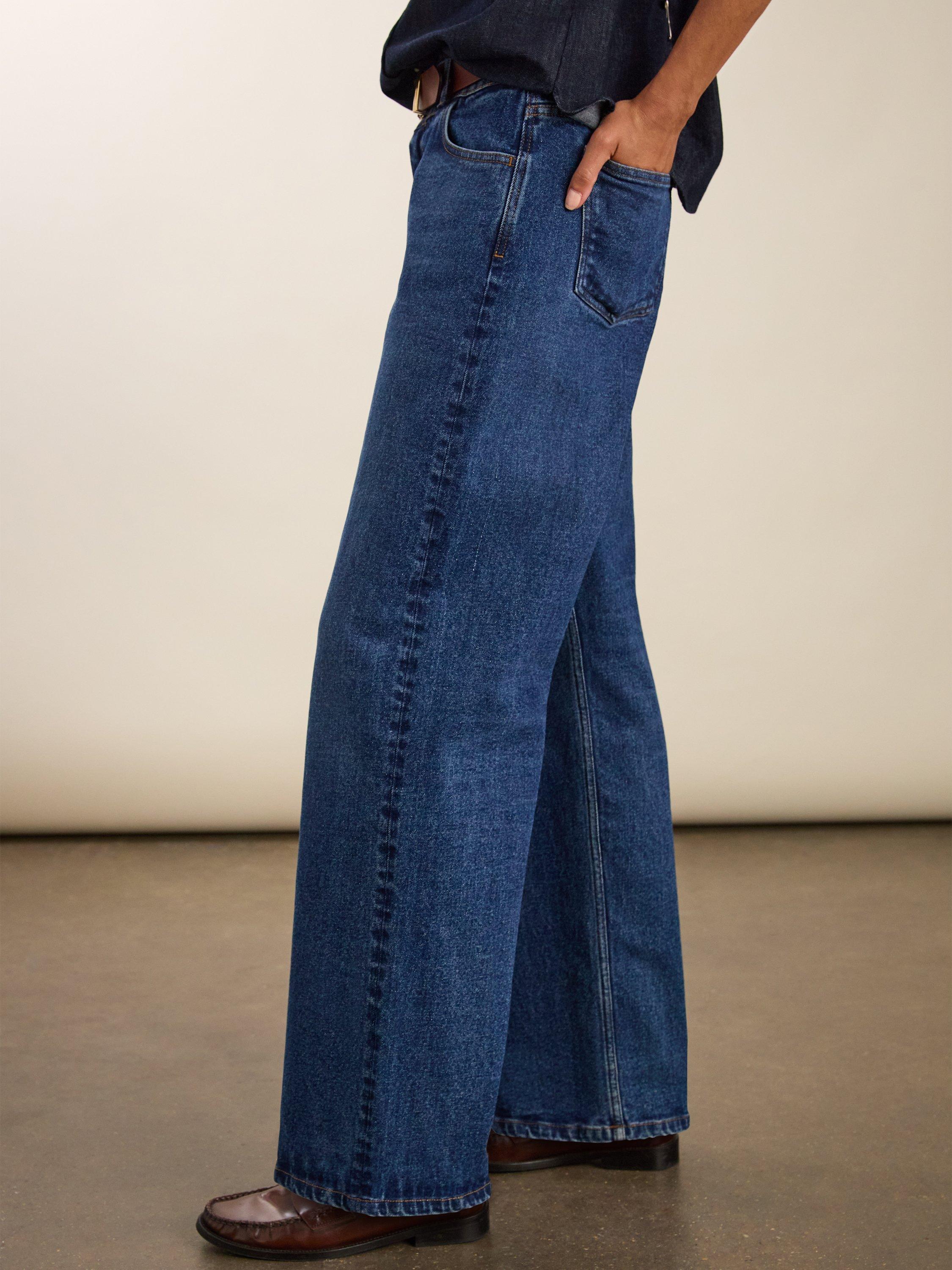 Product image 3 of 6, which shows Baukjen Wide Leg Slouch Jeans, Dark Indigo, 10