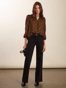 Baukjen Sabrina Tiger Print Blouse, Chocolate/Multi - view 2, Chocolate/Multi