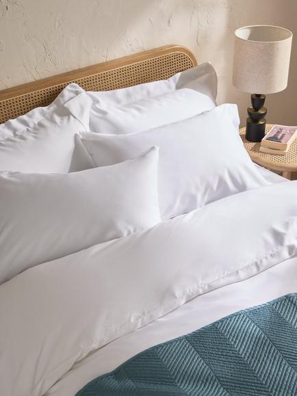 John Lewis 300 Thread Count Duvet Cover Set containing TENCEL™ Lyocell - view 2, White