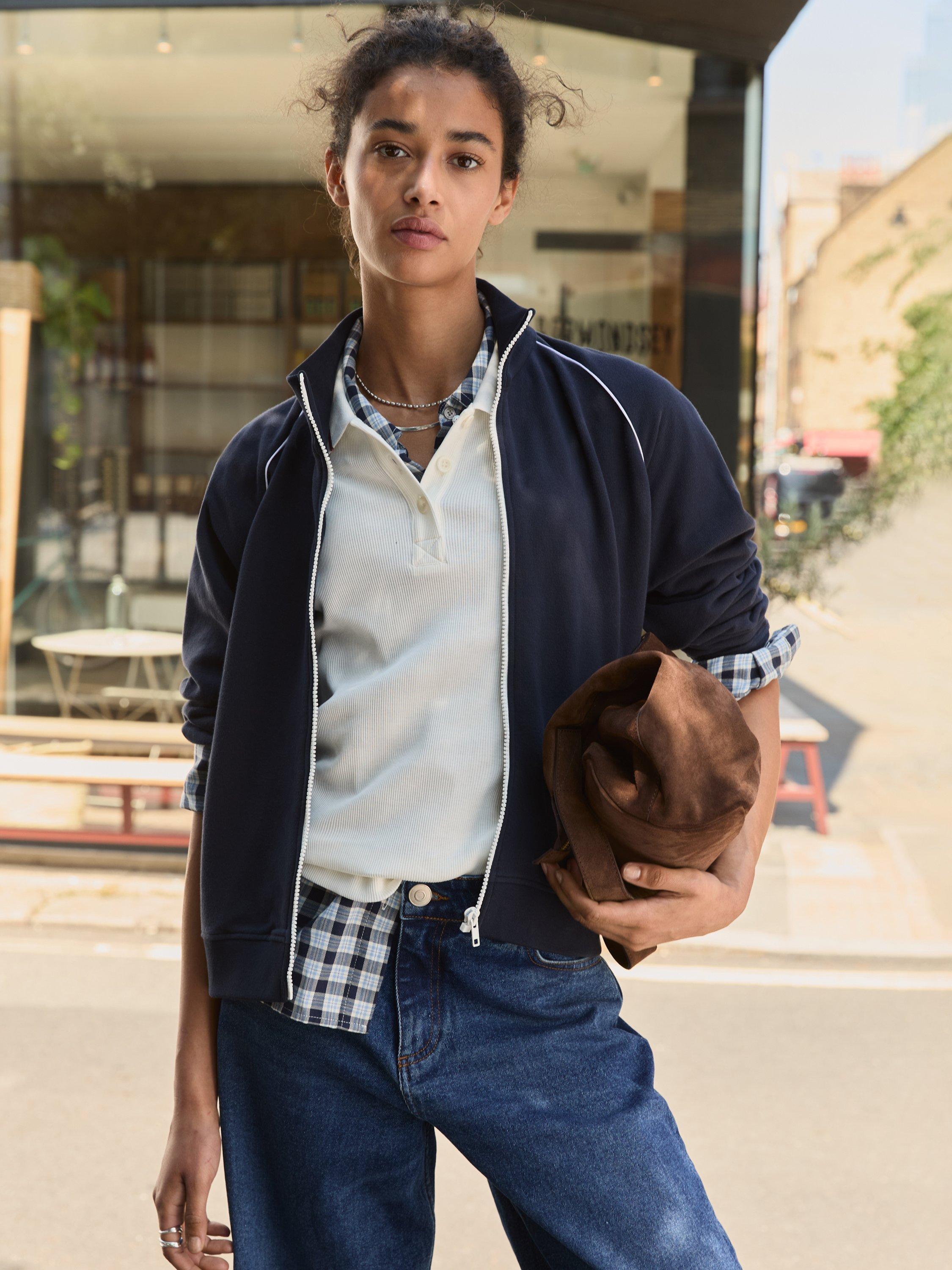 Product image 1 of 5, which shows Baukjen Carter Contrast Trim Sweatshirt, Classic Navy, 10