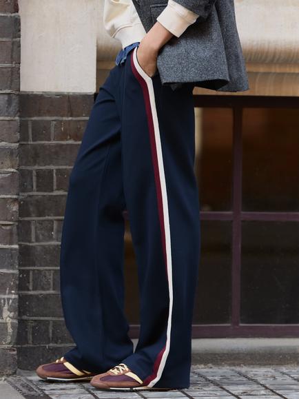 Baukjen Kerry Side Stripe Trousers, Navy/Cream - view 2, Navy/Cream