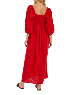 Accessorize Puff Sleeve Smocked Maxi Dress, Red - view 2, Red