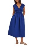 Accessorize Sleeveless Ruched Midi Dress, Blue