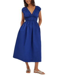 Accessorize Sleeveless Ruched Midi Dress, Blue, Blue