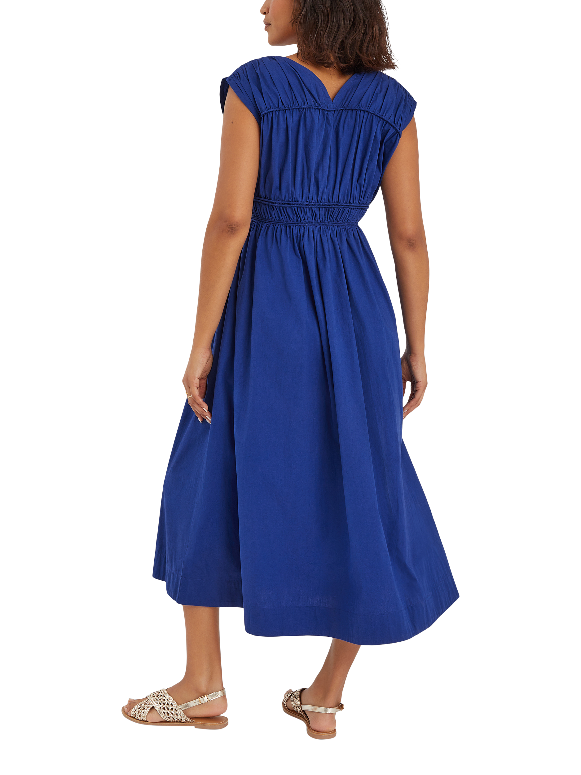 Product image 2 of 4, which shows Accessorize Sleeveless Ruched Midi Dress, Blue, M