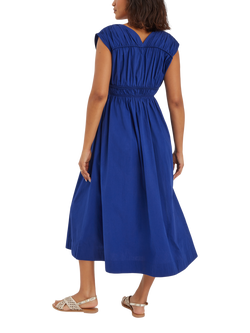 Accessorize Sleeveless Ruched Midi Dress, Blue - view 2, Blue