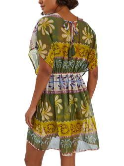 Accessorize Palm Print Mini Kaftan, Khaki - view 2, Khaki