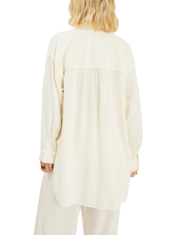 Accessorize Long Sleeve Stripe Beach Cover Up Shirt, Ivory - view 2, Ivory