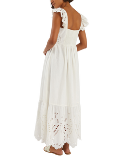Accessorize Frilly Broderie Maxi Dress, Ivory - view 2, Ivory