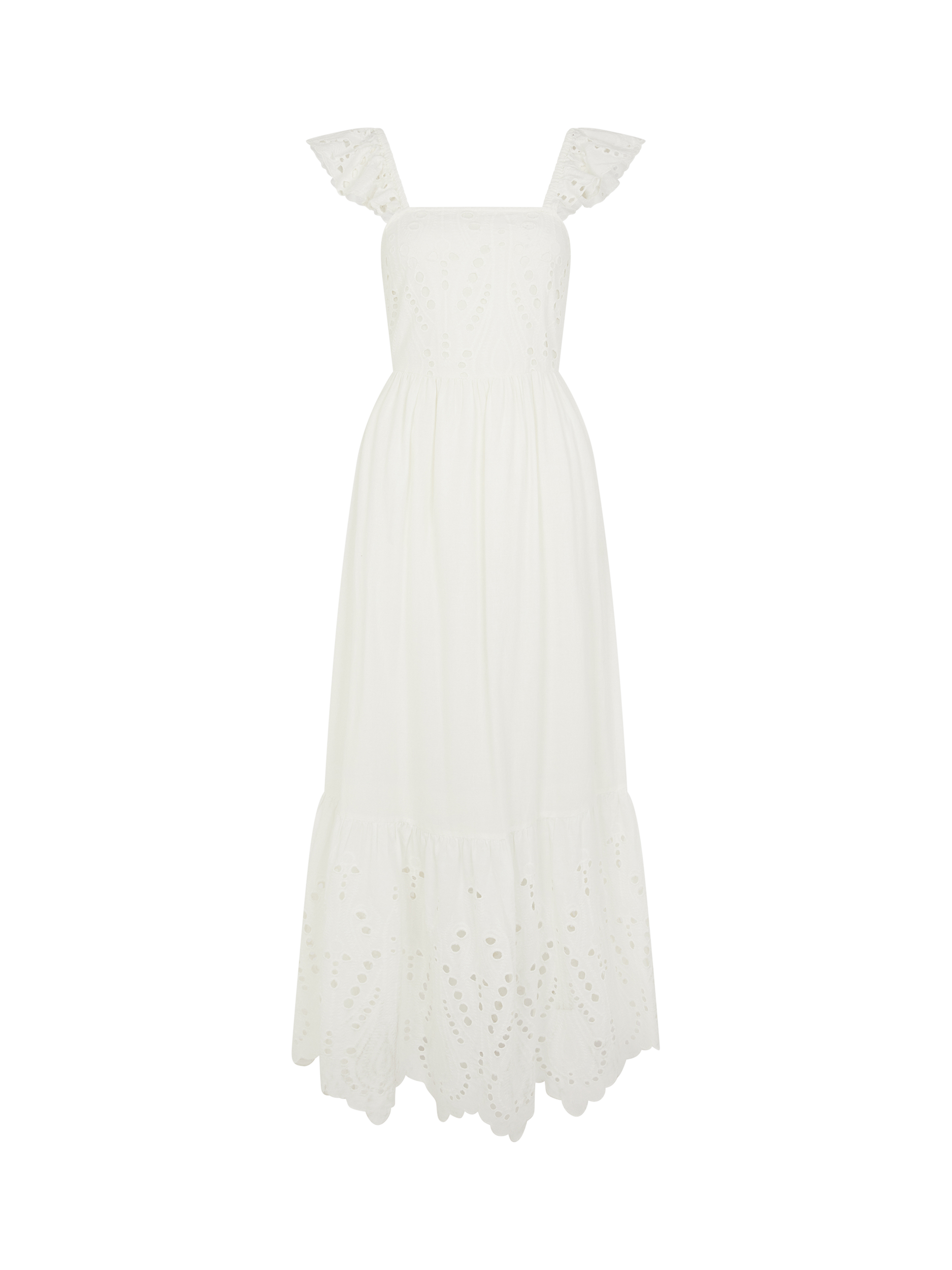 Product image 3 of 4, which shows Accessorize Frilly Broderie Maxi Dress, Ivory, XS