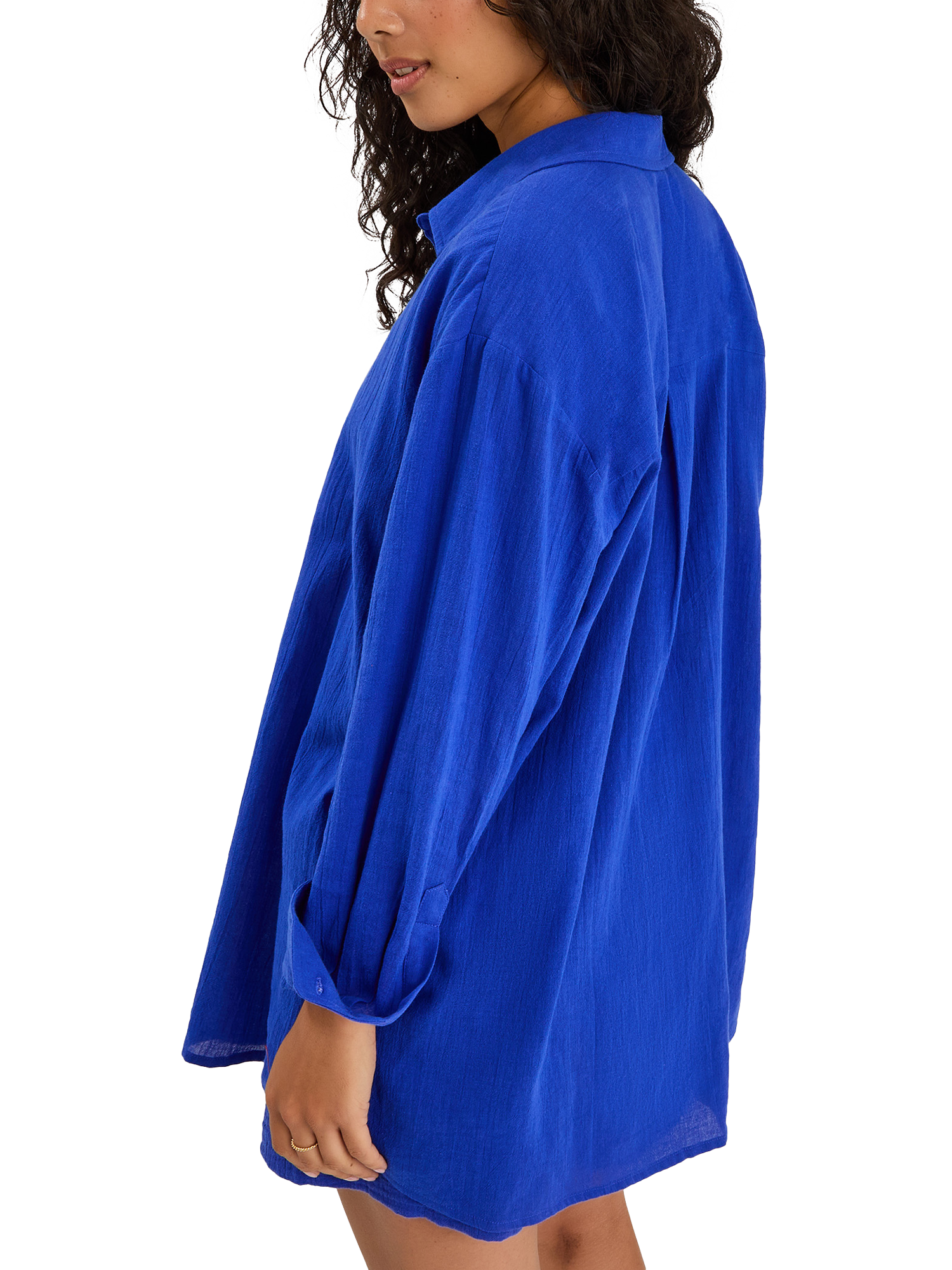 Product image 2 of 4, which shows Accessorize Long Sleeve Beach Cover Up Shirt, Cobalt, XS