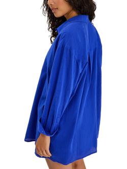 Accessorize Long Sleeve Beach Cover Up Shirt, Cobalt - view 2, Cobalt