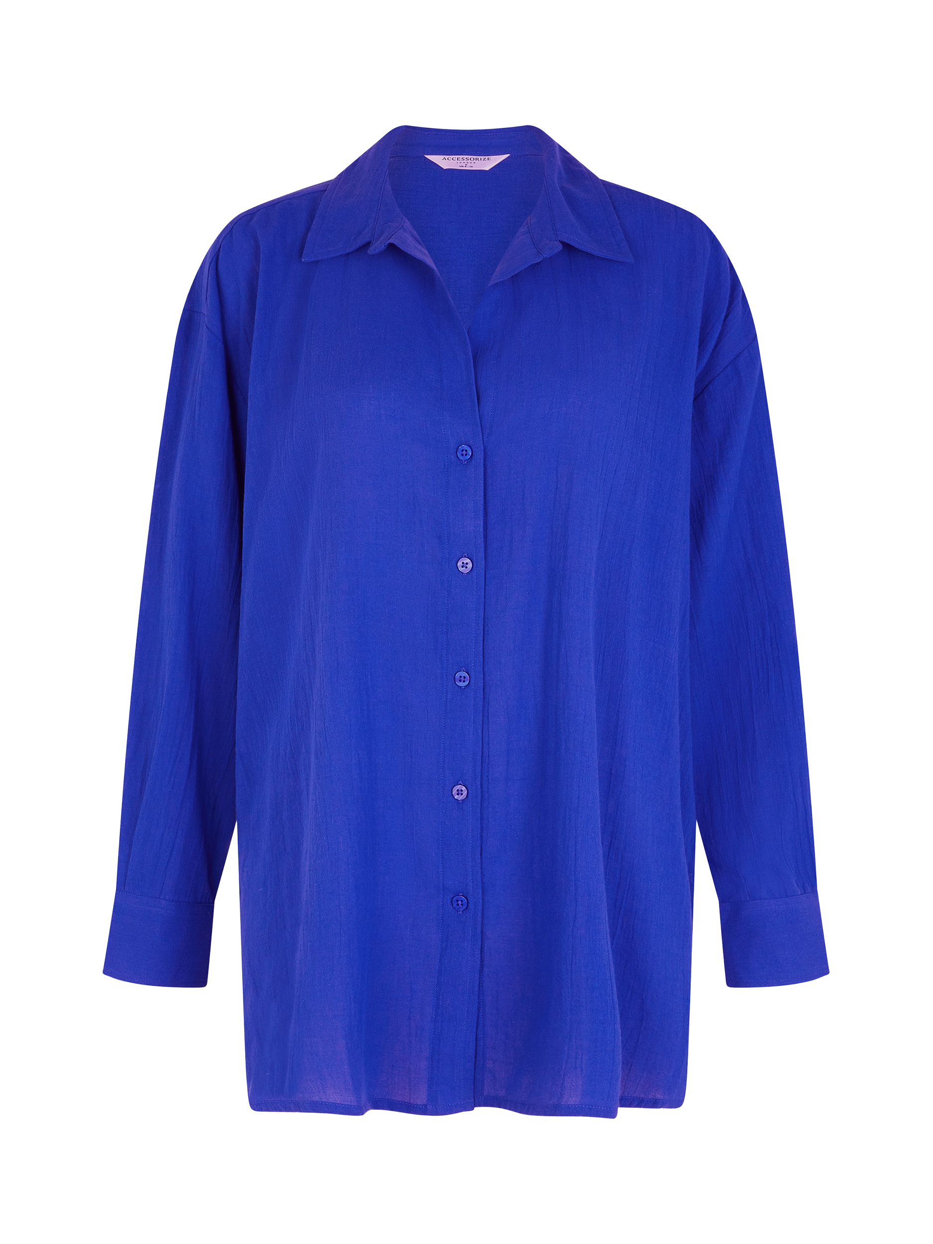 Product image 3 of 4, which shows Accessorize Long Sleeve Beach Cover Up Shirt, Cobalt, XS