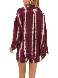 Accessorize Tie Dye Long Sleeve Beach Cover Up Shirt, Burgundy - view 2, Burgundy