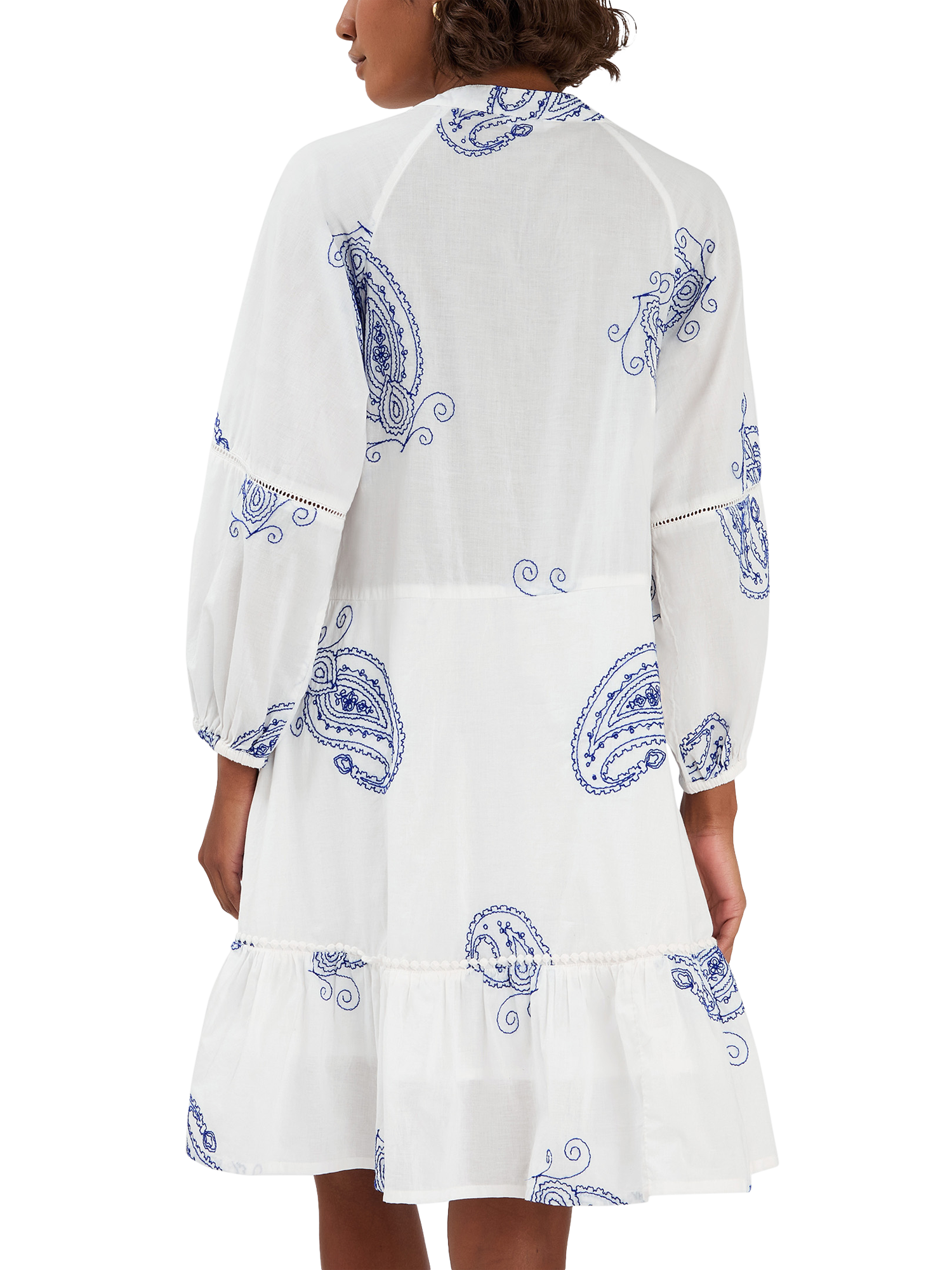 Product image 2 of 4, which shows Accessorize Embroidered Long Sleeve Mini Dress, Ivory, XS