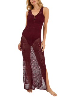 Accessorize Sleeveless Knitted Maxi Dress, Burgundy, Burgundy