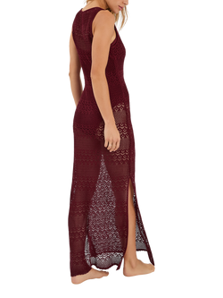 Accessorize Sleeveless Knitted Maxi Dress, Burgundy - view 2, Burgundy