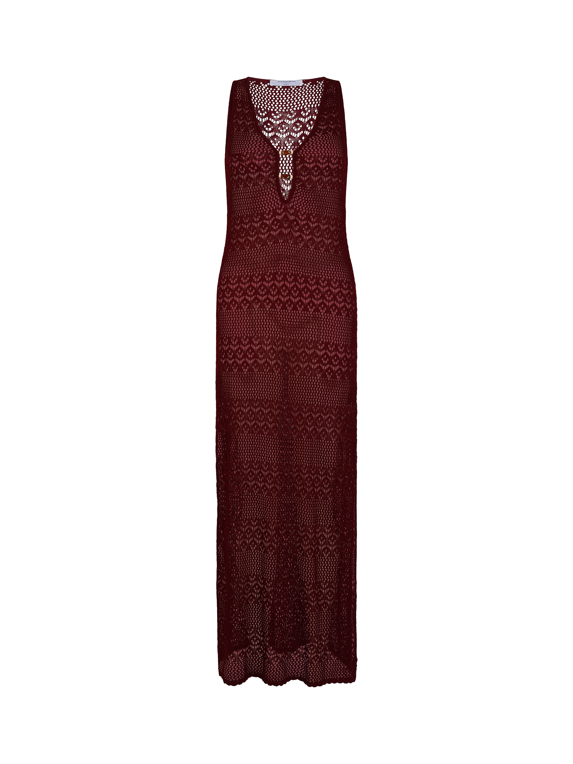 Product image 3 of 4, which shows Accessorize Sleeveless Knitted Maxi Dress, Burgundy, XS