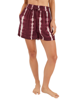 Accessorize Tie Dye Beach Shorts, Burgundy, Burgundy