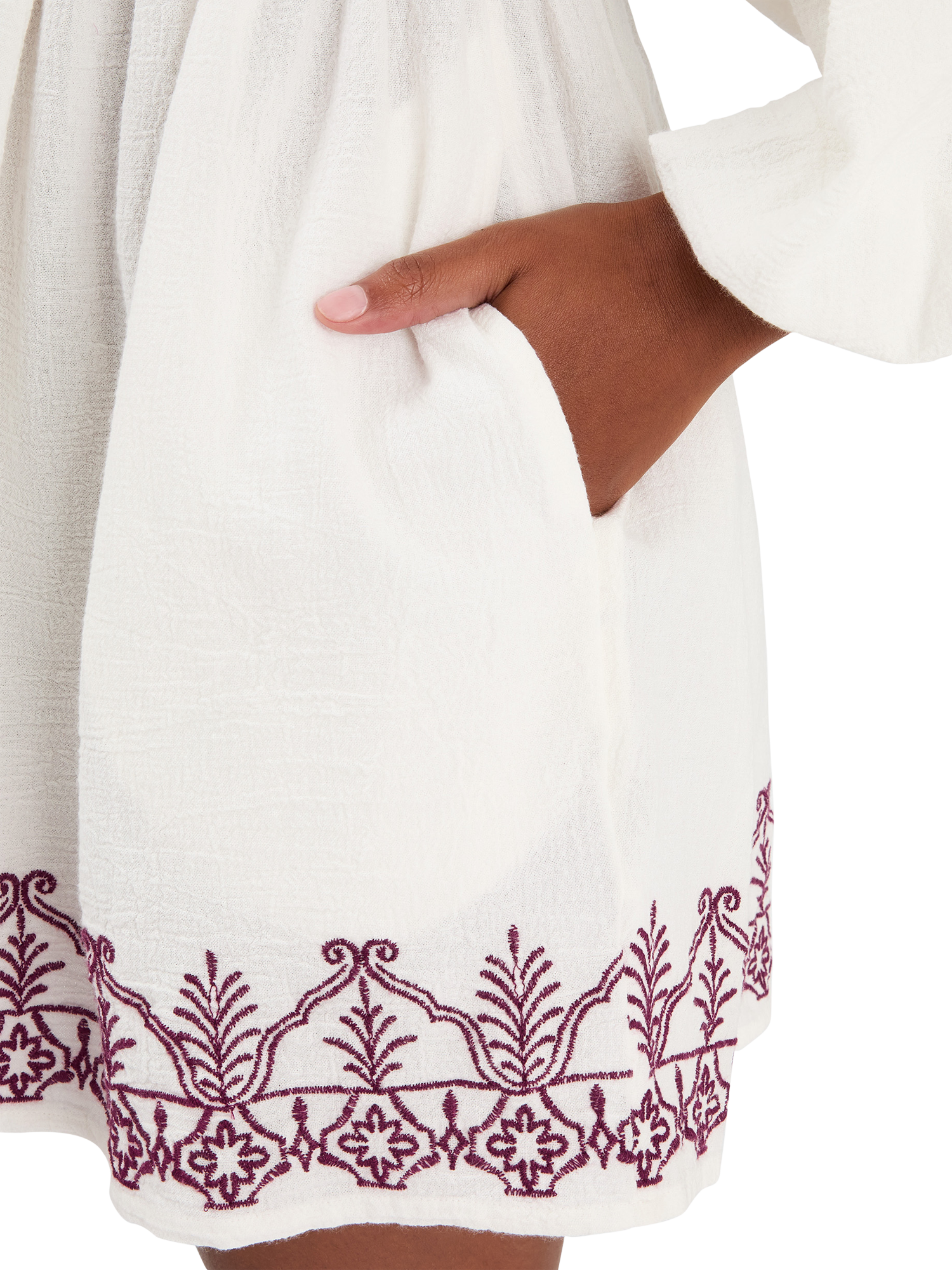 Product image 4 of 4, which shows Accessorize Embroidered Beach Cover Up Mini Dress, Ivory, XS