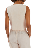 Accessorize Tropical Tie-Front Embroidered Waistcoat, Natural