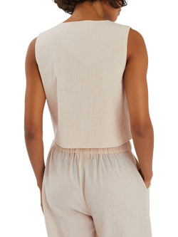 Accessorize Tropical Tie-Front Embroidered Waistcoat, Natural - view 2, Natural