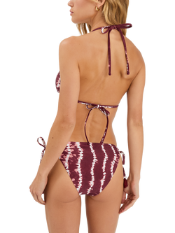 Accessorize Tie Dye Tie Side Bikini Bottoms, Burgundy - view 2, Burgundy