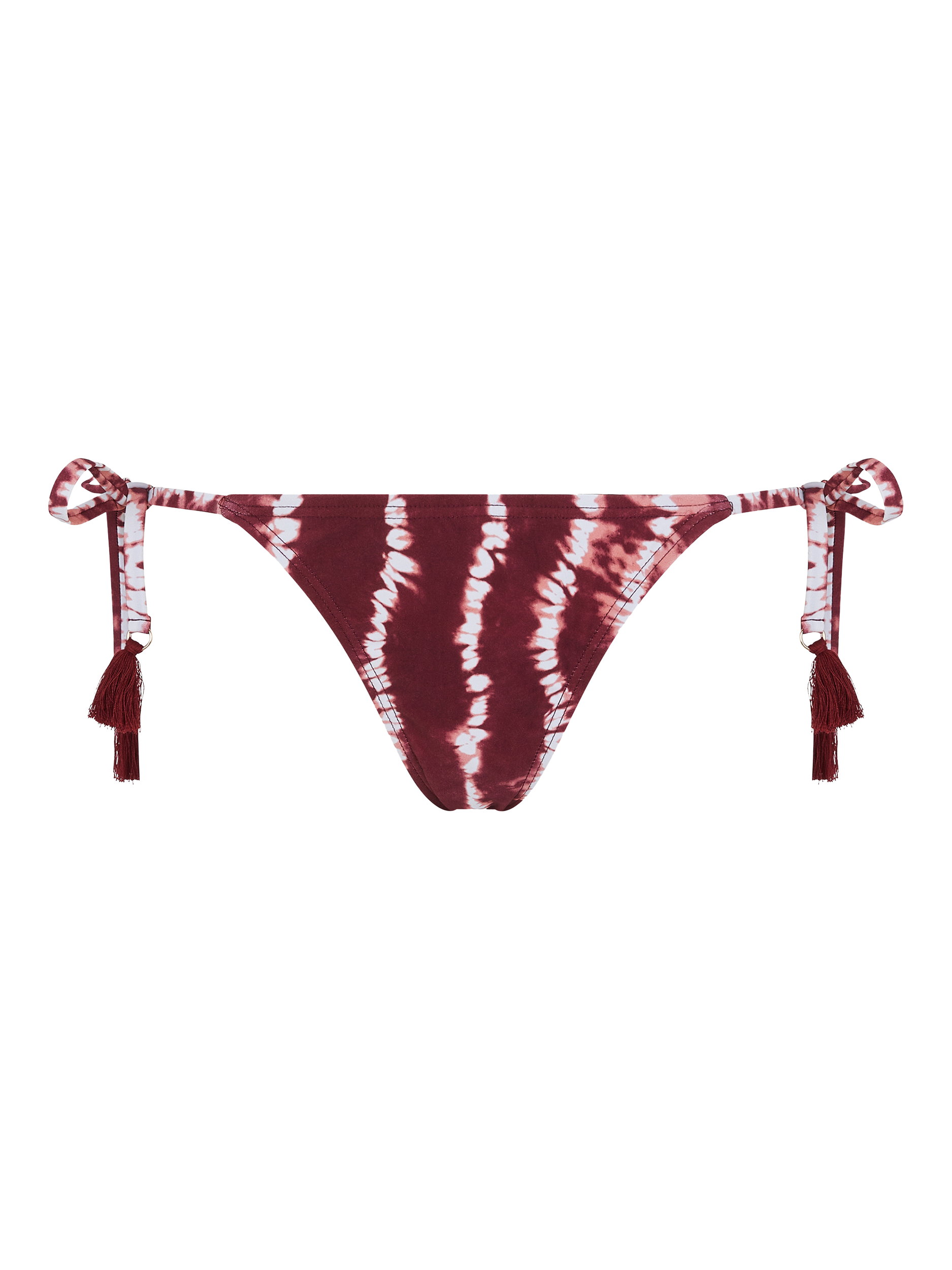 Product image 3 of 4, which shows Accessorize Tie Dye Tie Side Bikini Bottoms, Burgundy, 6