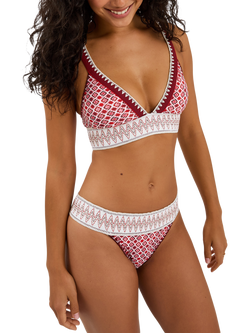 Accessorize Tile Print Band Bikini Bottoms, Red, Red