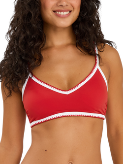 Accessorize Blanket Stitch Bikini Top, Red, Red