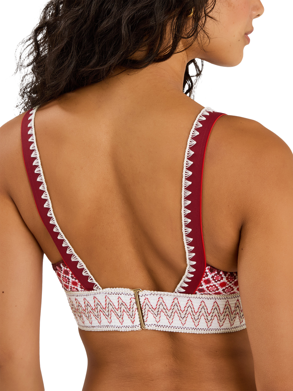 Product image 2 of 4, which shows Accessorize Tile Print Band Bikini Top, Red, 6