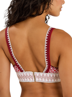 Accessorize Tile Print Band Bikini Top, Red - view 2, Red