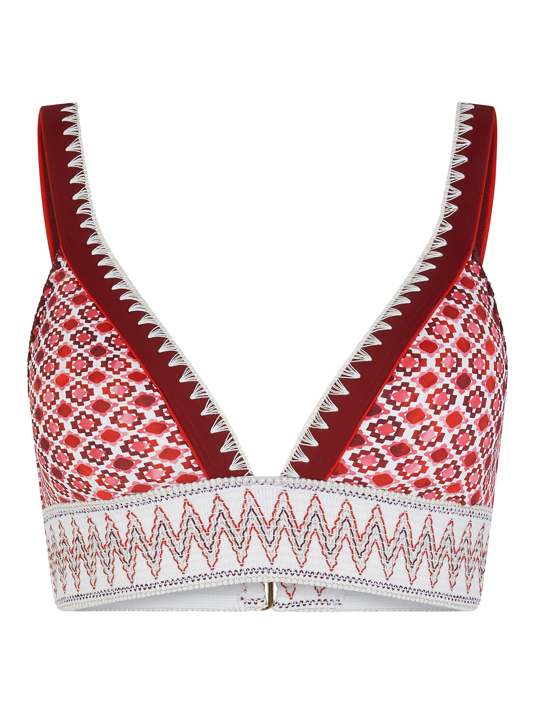 Product image 3 of 4, which shows Accessorize Tile Print Band Bikini Top, Red, 6