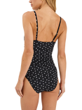 Accessorize Polka Dot Ruched Swimsuit, Black/White