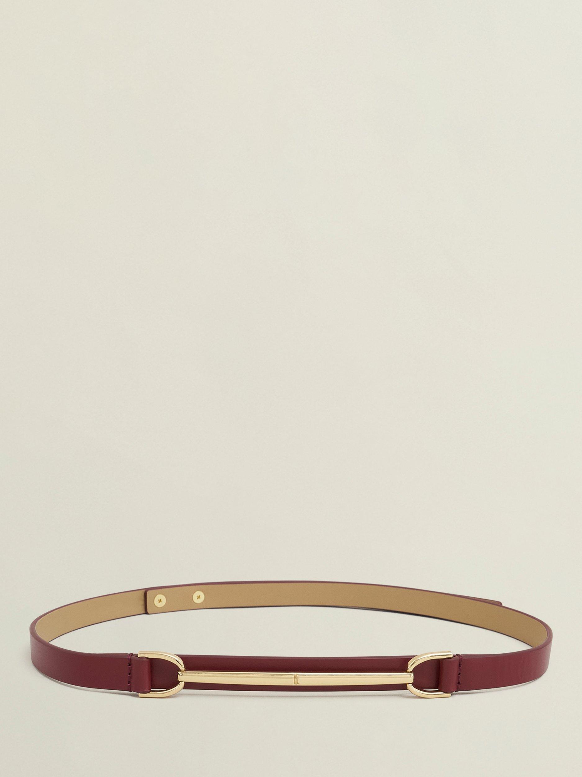 Product image 1 of 4, which shows Hobbs Daphne Buckle Leather Belt, Beryl Red, L