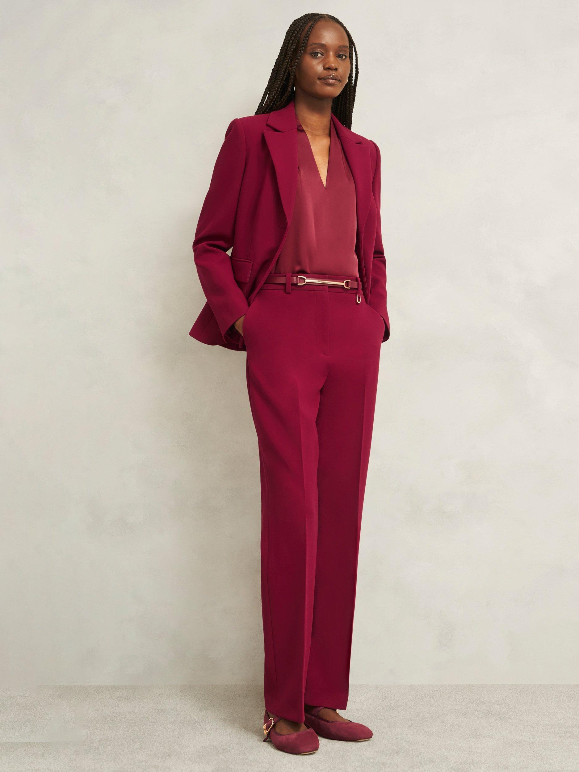 Product image 2 of 4, which shows Hobbs Daphne Buckle Leather Belt, Beryl Red, L