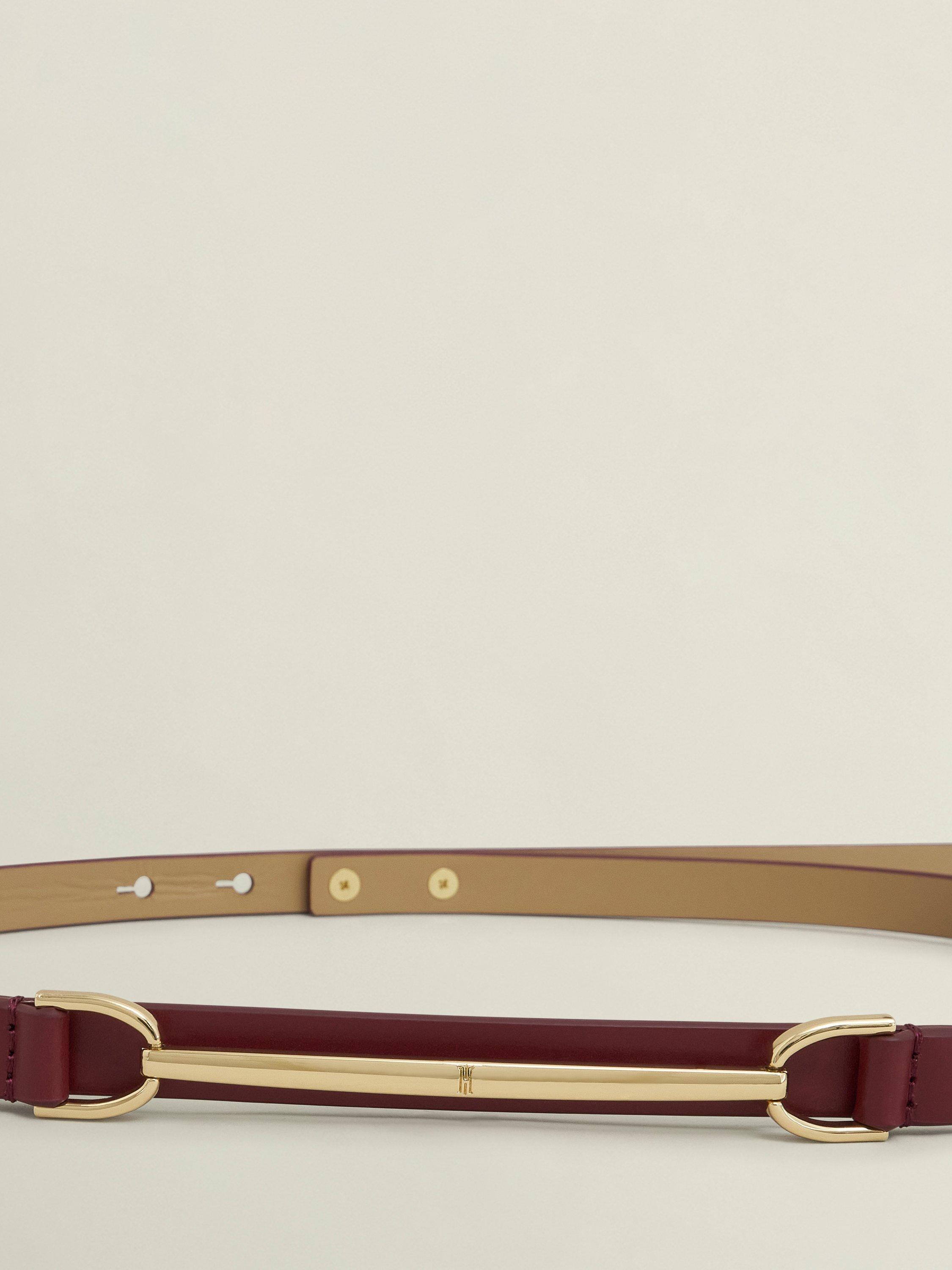 Product image 4 of 4, which shows Hobbs Daphne Buckle Leather Belt, Beryl Red, L