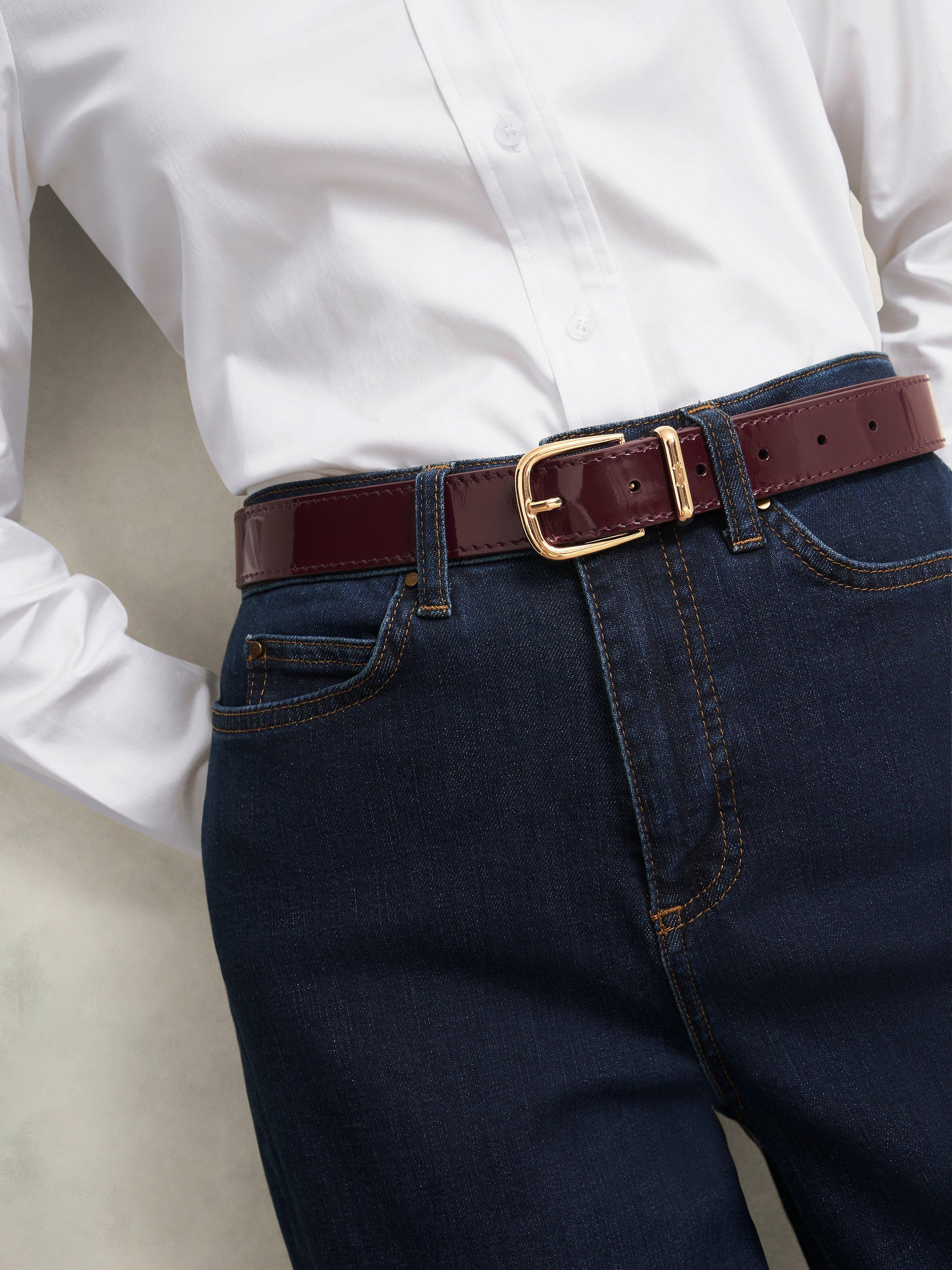 Product image 4 of 4, which shows Hobbs Nima Insignia Patent Leather Belt, Red, L