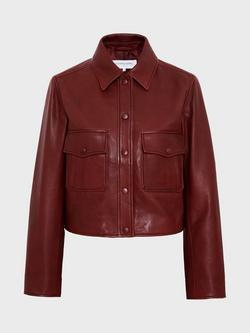 Gerard Darel Veste Leather Jacket, Burgundy, Burgundy