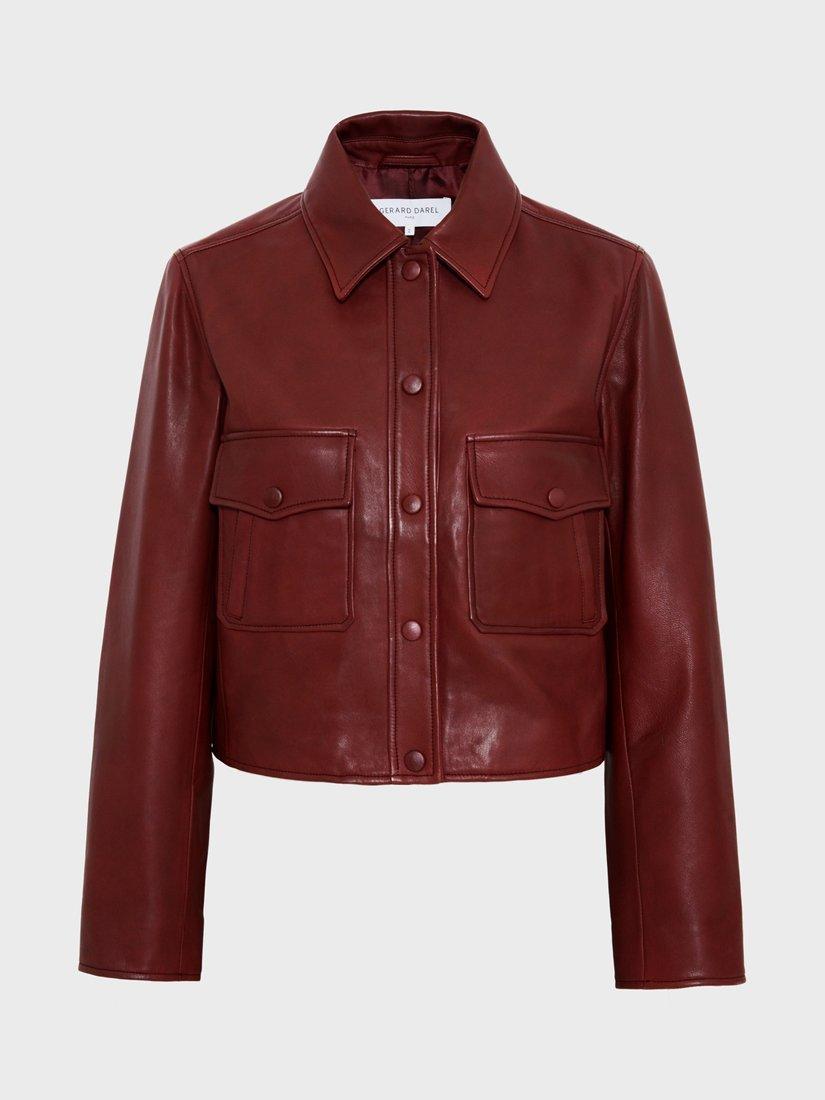 Product image 2 of 2, which shows Gerard Darel Veste Leather Jacket, Burgundy, 10