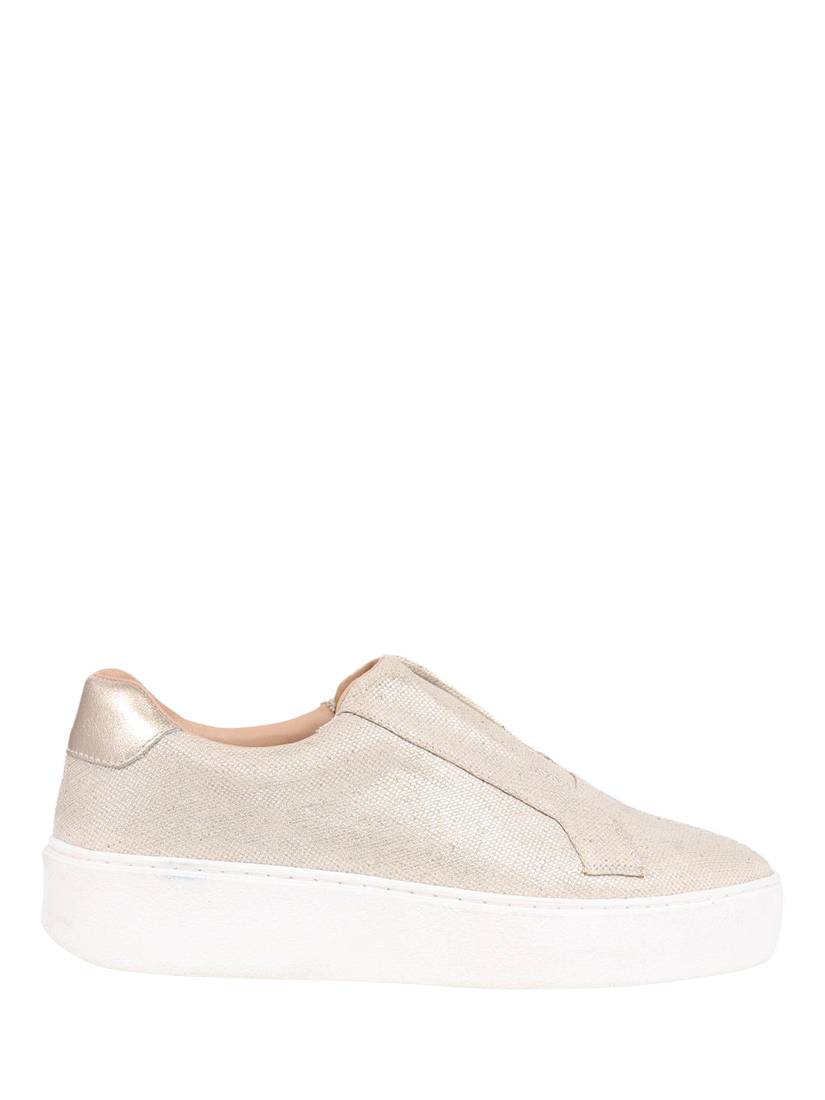 Product image 1 of 5, which shows Jones Bootmaker Fernanda2 Leather Slip On Trainers, Champagne Gold, 3