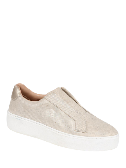 Jones Bootmaker Fernanda 2 Leather Slip-On Trainers - view 2, Champagne Gold