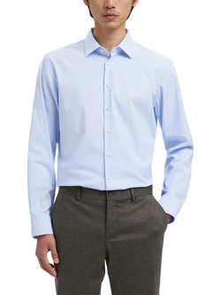 Selected Regular Fit Cotton Blend Shirt, Blue Dobby
