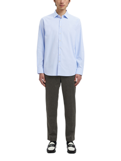 Selected Regular Fit Cotton Blend Shirt - view 2, Blue Dobby