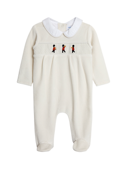 JoJo Maman Bébé Baby Velour Guard All-In-One Suit, Grey, Grey