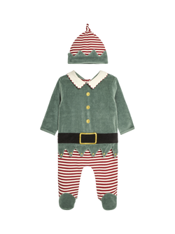 JoJo Maman Bébé Baby Elf Sleepsuit & Hat Set, Red, Red